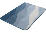 Badematte KLEINE WOLKE "Malena, Badvorleger, Badezimmer Teppich", blau (iceblau), H:20mm, Polyacryl, Badematten, Badematte, Badteppich, modernes Wellen Design, Farbverlauf, waschbar