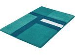 Badematte KLEINE WOLKE "»Ariana«, Badvorleger, Badezimmer Teppich", grün (türkis), H:20mm, Polyester, Badematten, Badematte, Geometrisches Design mit kontrastierendem Mittelstreifen