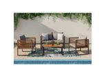 Ambia Garden Gartenset, Schwarz, Akazie, Holz, Metall, Textil, 4-teilig, Akazie, Hartholz, Füllung: Schaumstoff,Baumwolle (recycelt), rostfrei, Gartenmöbel, Gartenmöbel-Sets