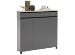 Dieter Knoll Schuhschrank Dieter Knoll, Grau, Eiche, Metall, Balkeneiche, furniert, 8 Fächer, 2 Schublade(n) Schubladen, 125x126x37 cm, Made in Germany, Typenauswahl, Garderobe, Schuhaufbewahrung, Schuhschränke