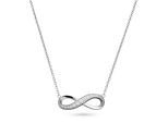 Kette mit Anhänger S.OLIVER "Infinity, Unendlichkeitsschleife", silber (silberfarben, kristallweiß), Halsketten, Damen, Silber 925 (Sterlingsilber), L: 45 B: 1,6mm, mit Zirkonia (synth.), B:1,6mm
