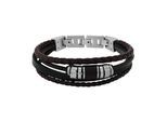 Lederarmband TOM TAILOR, edelstahlfarben, schwarz, braun, Armbänder, Herren, 21,5cm, Edelstahl Leder, Edelstahl, Leder, Lederarmband