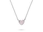 Kette mit Anhänger S.OLIVER "Heart, Herz", silberfarben, rosa, Halsketten, Mädchen, Silber 925 (Sterlingsilber), L: 36 B: 1mm, mit Zirkonia (synth.), B:1mm