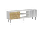 Livetastic , Weiß, Eichefarben , Holzwerkstoff , 160x57x35 cm , Wohnzimmer, TV-Möbel, TV- & Lowboards