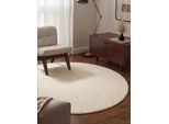 Teppich HANSE HOME "Wolly 2" Gr. 10, beige (creme), H:12mm Ø:200cm, Kunstfaser, Teppiche, Teppich, Flachgewebe, Skandi, Woll-Optik, Esszimmer, Wohnzimmer, Flur