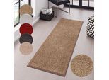 Teppich HANSE HOME "Pure 100 Kurzflor" Gr. 11, braun, B:80cm H:13mm L:200cm, Kunstfaser, Teppiche, Teppich, Kurzflor, uni, umkettelt, Läufer, Wohnzimmer, Kinderzimmer, Flur