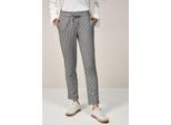 Jogger Pants CECIL, Damen, Gr. XL, Länge 28, schwarz balmy khaki, Stoff, 73% Polyester, 24% Viskose, 3% Elasthan, gestreift, comfort fit knöchelfrei, Hosen, Middle Waist