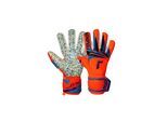 Torwarthandschuhe REUSCH "Attrakt Fusion NC", Damen, Gr. 9.5, orange, blau, 32% Polyester, 53% Latex, 6% Polyamid, 3% Synthetik, Handschuhe, mit Profi-Technologie