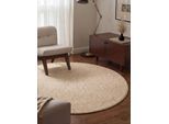 Teppich HANSE HOME "Wolly 2" Gr. 10, beige (beige, braun), H:12mm Ø:200cm, Kunstfaser, Teppiche, Teppich, Flachgewebe, Skandi, Woll-Optik, Esszimmer, Wohnzimmer, Flur