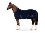Equinate Abschwitzdecke Nevada aus Fleece mit Widerristpolster und Kreuzbegurtung navy 1,25 m