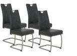 Schwingstuhl Sophia Anthrazit gepolstert mit Griff 4er-Set