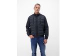 Outdoorjacke LERROS "Sportliche Hybrid-Jacke", Herren, Gr. S, schwarz (blau night), 100% Polyester, Jacken Outdoorjacke, Wasser- und windabweisend, leicht gefüttert, langarm, Brusttaschen