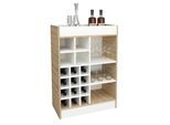 Küchenregal VCM "Küchenschrank Kommode Flaschen Weinregal Esilo", braun (weiß, sonoma, eiche), B:70cm T:38cm, Regale, Küchenregal