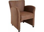 Sessel EXXPO - SOFA FASHION "Cortado, Loungesessel auf Rollen, schmale Armlehnen, bequem", braun, B:66cm H:85cm, Sessel, Sessel, hohe Bodenfreiheit, schöne Detailverarbeitung