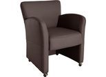 Sessel EXXPO - SOFA FASHION "Cortado, Loungesessel auf Rollen, schmale Armlehnen, bequem", braun (dunkelbraun), B:66cm H:85cm, Sessel, Sessel, hohe Bodenfreiheit, schöne Detailverarbeitung