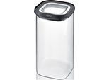 Vorratsdose GEFU "PANTRY", schwarz (schwarz, transparent), B:11cm H:20cm L:11cm, Borosilikatglas, Kunststoff, Lebensmittelaufbewahrungsbehälter, Vorratsdose, edel, elegant und praktisch