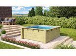 Rechteckpool KARIBU "Minipool L220 x B 220 x H 78 cm", braun, B:220cm H:78cm L:220cm Ø:300cm, Schwimmbecken, Rechteckpool, kesseldruckimprägniert, Made in Germany