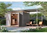 Gerätehaus KARIBU "Titanium 3 SET mit Anbaudach", graualuminium, Gerätehäuser, Metall, Gerätehaus, Made in Germany