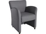 Sessel EXXPO - SOFA FASHION "Cortado, Loungesessel auf Rollen, schmale Armlehnen, bequem", schwarz, B:66cm H:85cm, Sessel, Sessel, hohe Bodenfreiheit, schöne Detailverarbeitung