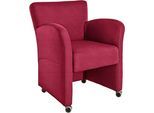Sessel EXXPO - SOFA FASHION "Cortado, Loungesessel auf Rollen, schmale Armlehnen, bequem", rot, B:66cm H:85cm, Sessel, Sessel, hohe Bodenfreiheit, schöne Detailverarbeitung
