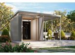 Gerätehaus KARIBU "Titanium 2,5 SET mit Anbaudach", graualuminium, Gerätehäuser, Metall, Gerätehaus, Made in Germany