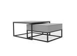 COUCHTISCH quadratisch Grau, MDF Tischplatte, Rahmen Schwarz