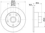 HELLA Bremsscheibe PRO 8dd355104231 245mm 10mm für Audi (FAW)