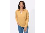 Poloshirt CASUAL LOOKS "Poloshirt", Damen, Gr. 54, ocker, meliert, 56% Viskose, 24% Polyester, 18% Polyamid, 2% Elasthan, meliert, Shirts