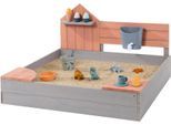 Sandkasten MUDDY BUDDY "Sandkasten Cozy House", warmgrau, puderrosa, Sandkästen, Kinder, B/H/L: 100cm x 60cm x 100cm, Massivholz, B:100cm H:60cm L:100cm