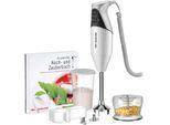 ESGE-ZAUBERSTAB Stabmixer "M160 G Gourmet mit Zerkleinereraufsatz+Gratis ESGE Zauberstab Kochbuch", schwarz-weiß (weiß, schwarz), H:34,5cm, Mixer, bis 15.000 U/Min., Spiralkabel