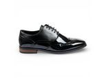 Zwarte herenschoenen van lakleer met vleugelneus (PV-model)