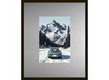 Bild QUEENCE "Trend Wandbild, Wandkunst, Kunstdruck "St. Motitz im Winter", silber (farbe rahmen: schwarz, farbe bild(er): silber), B:50cm H:40cm T:1,5cm, Aluminium, Bilder, Bild, inkl. Passepartout aus hochwertigem Aluminium und schwarzem Rahmen