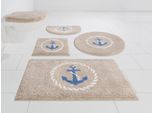 Badematte GRUND "Port Louis" Gr. 6, beige, H:20mm, Kunstfaser, Badematten, Badematte, Design mit Anker, maritim, Made in Europe