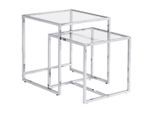 Carryhome Beistelltischset, Klar, Chrom, Metall, Glas, 2-teilig, quadratisch, eckig, 40-45x40-50x40-45 cm, Wohnzimmer, Wohnzimmertische, Satztische