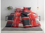 Bettwäsche MY HOME "Kelian", rot (anthrazit, rot), B/L: 135cm x 200cm, 1 Stk., 1 Stk., Linon, B/L: 40cm x 80cm, 2 Stk., Linon, Obermaterial: 100% Baumwolle, Bettwäsche, Bettwäsche, in verschiedenen Qualitäten, gemusterte Bettwäsche, Topseller