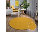Teppich SANAT "Uni", gelb, H:13mm Ø:80cm, Kunstfaser, Teppiche, Teppich, robuster Kurzflorteppich, große Farbauswahl, Wohnzimmer, alle Räume