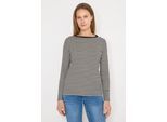 Langarmshirt CECIL, Damen, Gr. XL (44), schwarz-weiß (universal blau), Web, 76% Baumwolle, 24% Modal, gestreift, comfort fit normal, U-Boot-Ausschnitt, normaler Saum, Shirts Langarmshirt, im soften Baumwoll-Mix