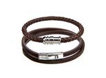 Armband PHILIPP BLANC "PBS02RS", schwarz braun, Armbänder, Herren, 21cm / 2x21cm, Edelstahl Leder, Edelstahl, Leder, Armband