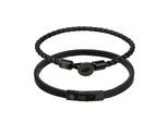 Armband PHILIPP BLANC "PBS01BB", schwarz, Armbänder, Herren, 21cm/21cm, Edelstahl Leder, Edelstahl, Leder, Armband
