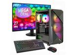 GAMEMAX Gaming-PC-Komplettsystem "MegaDeal Striker 2825 AMD Ryzen 7 5700X 16GB 480GB SSD RTX 5060", Energieeffizienz: D (A-G), bunt (schwarz), Microsoft Windows 11 Home (64 Bit), 16 GB RAM 480 GB SSD, Computer_Komplettsysteme, Windows 11 + MSI PRO MP272L LCD-Monitor, 68,6cm (27")