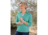 Poloshirt CASUAL LOOKS "Poloshirt", Damen, Gr. 52, smaragd, meliert, 56% Viskose, 24% Polyester, 18% Polyamid, 2% Elasthan, meliert, Shirts