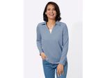 Poloshirt CASUAL LOOKS "Poloshirt", Damen, Gr. 44, jeansblau, meliert, 56% Viskose, 24% Polyester, 18% Polyamid, 2% Elasthan, meliert, Shirts