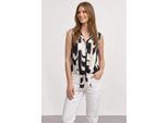 Blusentop STREET ONE, Damen, Gr. 38, espresso braun, Stoff, 100% Viskose, normal normal, V-Ausschnitt, abgesteppt, Blusen Blusentop, mit Knotendetail am Saum