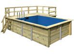 Rechteckpool KARIBU "Holzpool Roma B", braun, B:353cm H:124cm L:400cm Ø:564cm, Schwimmbecken, Rechteckpool, BxLxH: 353x400x124 cm, kesseldruckimprägniert mit 2 Sonnenterassen