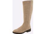 Stiefel HEINE, Damen, Gr. 40, sand, Leder, Rindsleder, Veloursleder, Schuhe Stiefel
