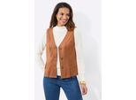 Lederimitatweste CASUAL LOOKS, Damen, Gr. 42, cognac, 90% Polyester, 10% Elasthan, unifarben, Westen