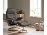 Relaxsessel STRESSLESS "Sunrise", grau (metal grau paloma), B:83cm H:105cm T:74cm, Leder BATICK: BATICK ist ein leicht korrigiertes, durchgefärbtes und genarbtes Möbelleder, bei dem die meisten Unebenheiten und Spuren in der Regel entfernt wurden.;Leder PALOMA: PALOMA ist ein durchgefärbtes Semianilin-Möbelleder mit natürlicher Narbung.;ROHLEDER Stoff Q2 FARON: Ein fester zuverlässiger Bouclé mit