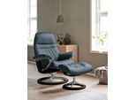 Relaxsessel STRESSLESS "Sunrise", blau (atlantic blau batick), B:83cm H:105cm T:74cm, Leder BATICK: BATICK ist ein leicht korrigiertes, durchgefärbtes und genarbtes Möbelleder, bei dem die meisten Unebenheiten und Spuren in der Regel entfernt wurden.;Leder PALOMA: PALOMA ist ein durchgefärbtes Semianilin-Möbelleder mit natürlicher Narbung.;ROHLEDER Stoff Q2 FARON: Ein fester zuverlässiger Bouclé m