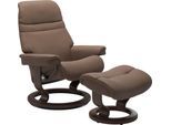Relaxsessel STRESSLESS "Sunrise", braun (mole batick), B:75cm H:100cm T:73cm, Leder BATICK: BATICK ist ein leicht korrigiertes, durchgefärbtes und genarbtes Möbelleder, bei dem die meisten Unebenheiten und Spuren in der Regel entfernt wurden.;Leder PALOMA: PALOMA ist ein durchgefärbtes Semianilin-Möbelleder mit natürlicher Narbung.;ROHLEDER Stoff Q2 FARON: Ein fester zuverlässiger Bouclé mit einem