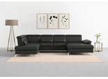 Wohnlandschaft SIT & MORE "Cabrio U-Form, B: 359 cm, mit Sitztiefen-, Arm- & Kopfteilverstellung", grau (anthrazit), B:359cm H:87cm T:230cm, Sofas, Wohnlandschaft, 3 Nierenkissen, Federkern, optional Bettfunktion und Stauraum